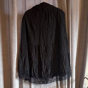Elegant Black Lace Trim Blouse